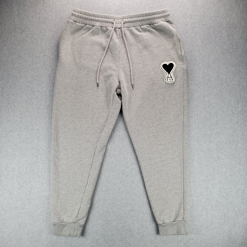 Ami Alexandre Mattiussi Sweatpants Mens XL Grey Ami de Coeur Heart Joggers